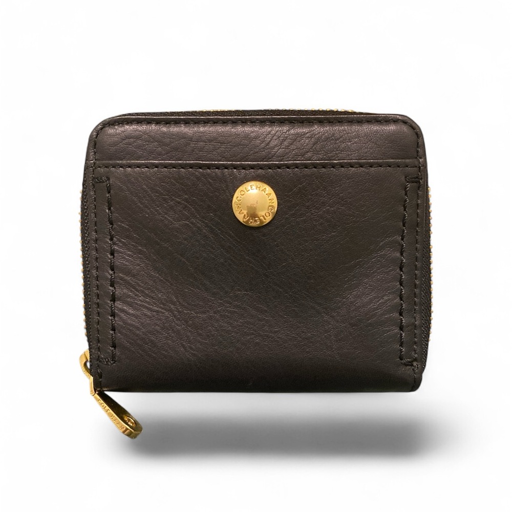 Cole Haan Black Marley Zip-around Wallet with Gold Accents
